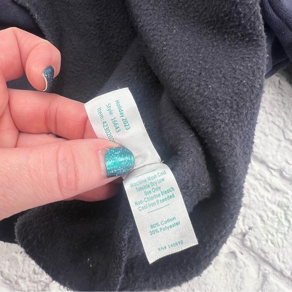 Marine Layer Archive Navy Sweatshirt Size Medium Cropped Long Sleeve Pullover - Picture 5 of 8